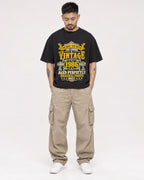 Mockup Boxy Heavyweight Tee Black male full-body 12