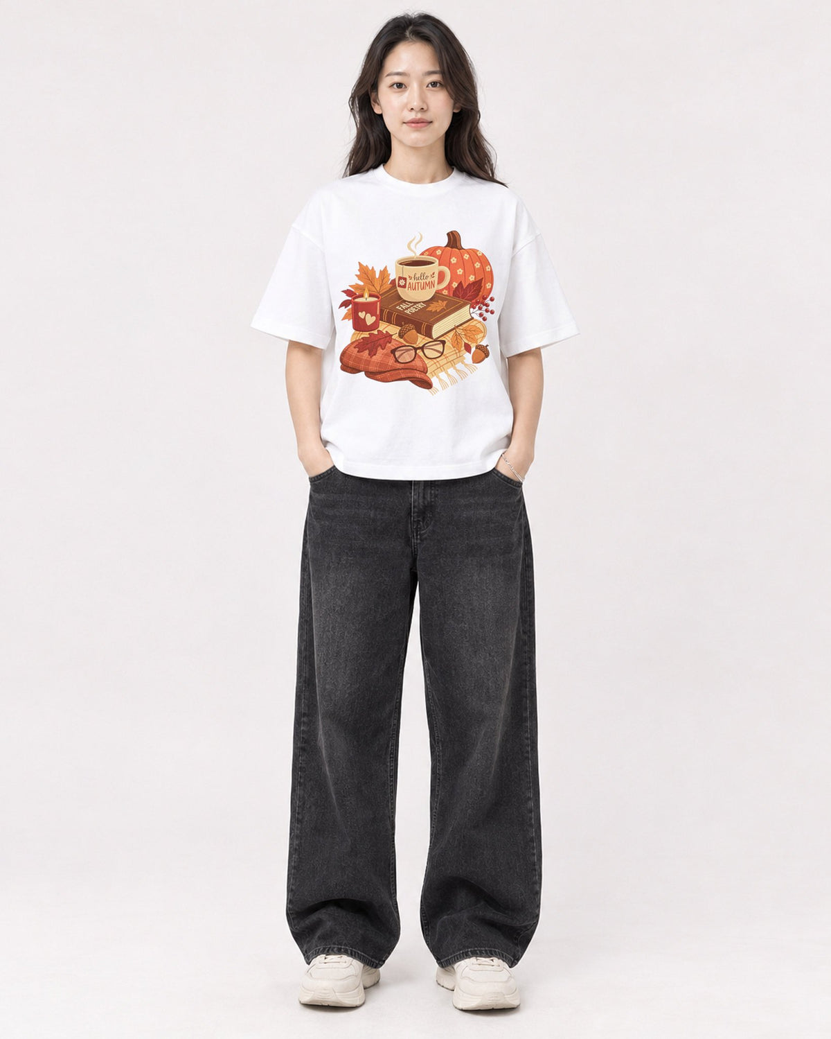 Mockup Boxy Heavyweight Tee White female full-body 03