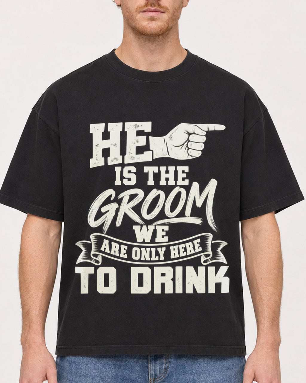 Mockup Boxy Heavyweight Tee Black male close-up 38