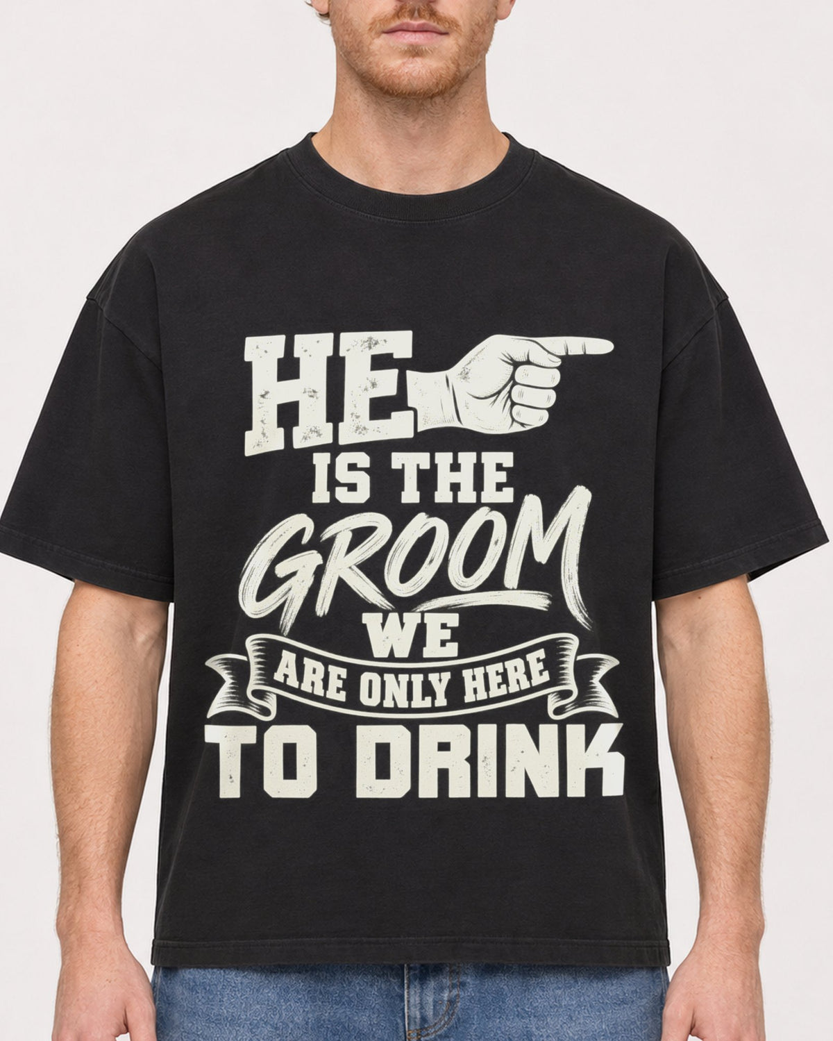 Mockup Boxy Heavyweight Tee Black male close-up 38