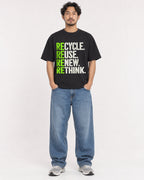 Mockup Boxy Heavyweight Tee Black male full-body 02