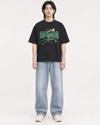 Mockup Boxy Heavyweight Tee Black male full-body 41