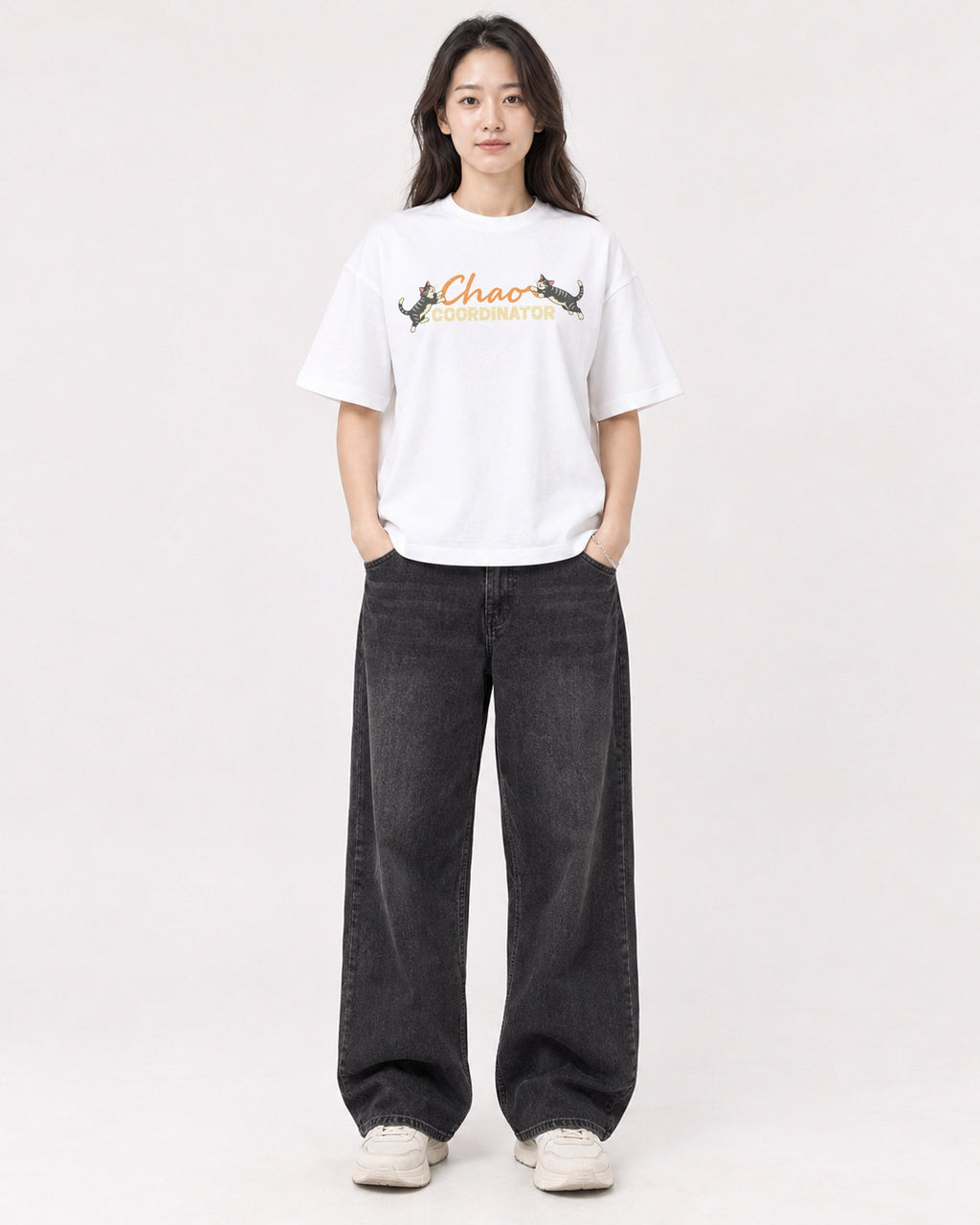 Mockup Boxy Heavyweight Tee White female full-body 03