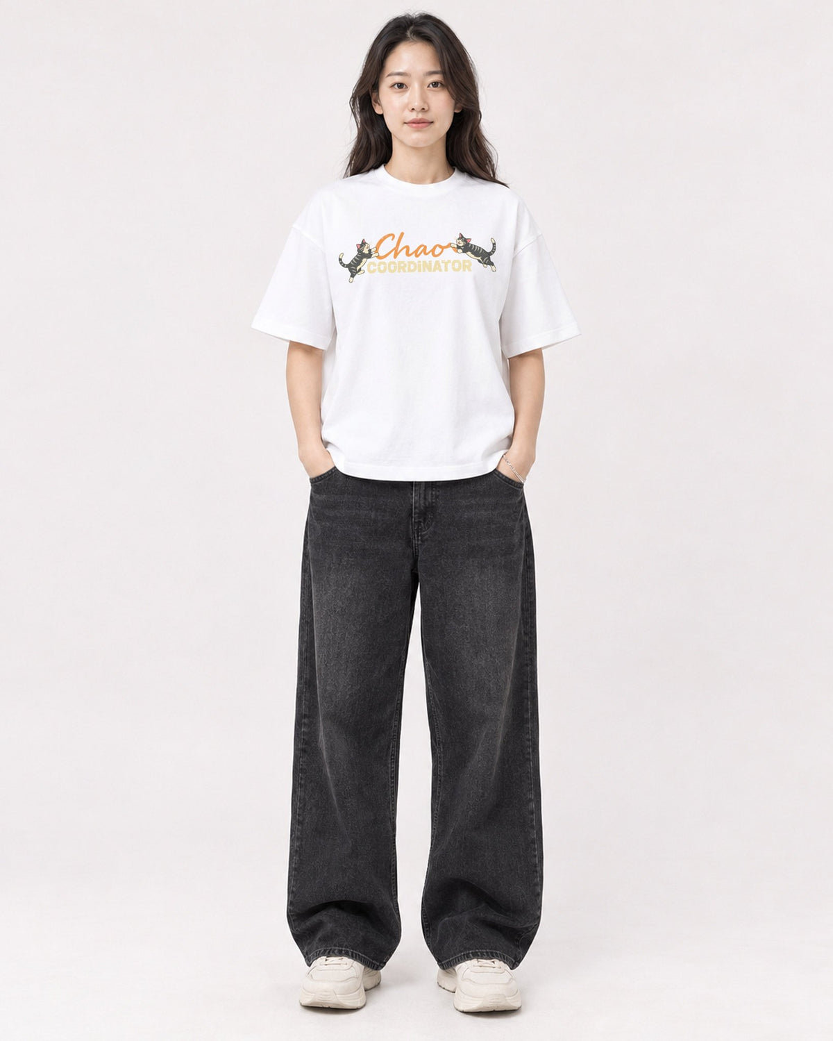 Mockup Boxy Heavyweight Tee White female full-body 03
