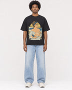 Mockup Boxy Heavyweight Tee Black male full-body 45