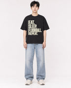 Mockup Boxy Heavyweight Tee Black male full-body 01