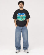 Mockup Boxy Heavyweight Tee Black male full-body 42