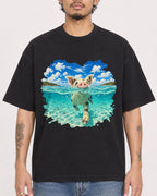 Mockup Boxy Heavyweight Tee Black male close-up 42