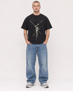 Mockup Boxy Heavyweight Tee Black male full-body 18