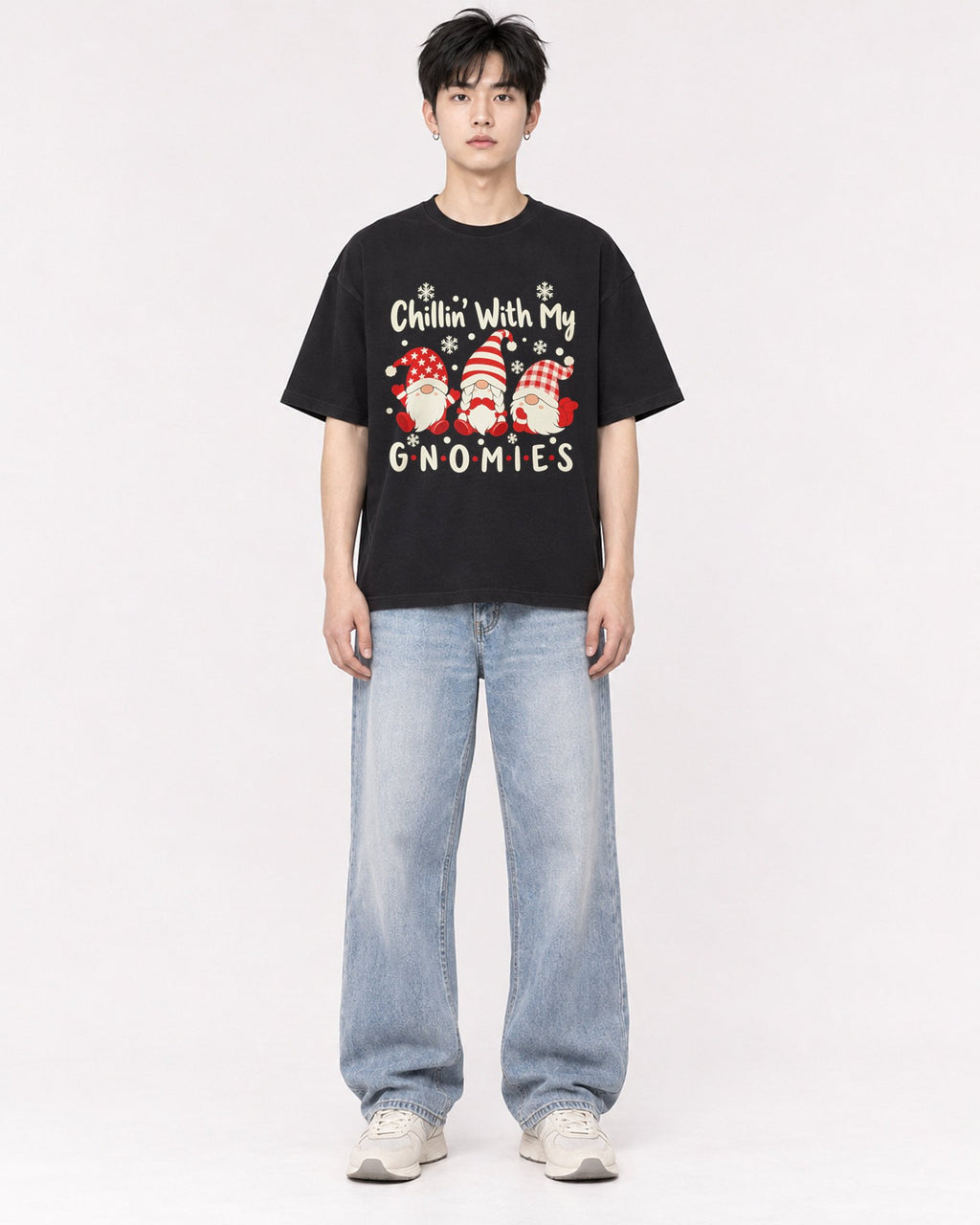 Mockup Boxy Heavyweight Tee Black male full-body 01