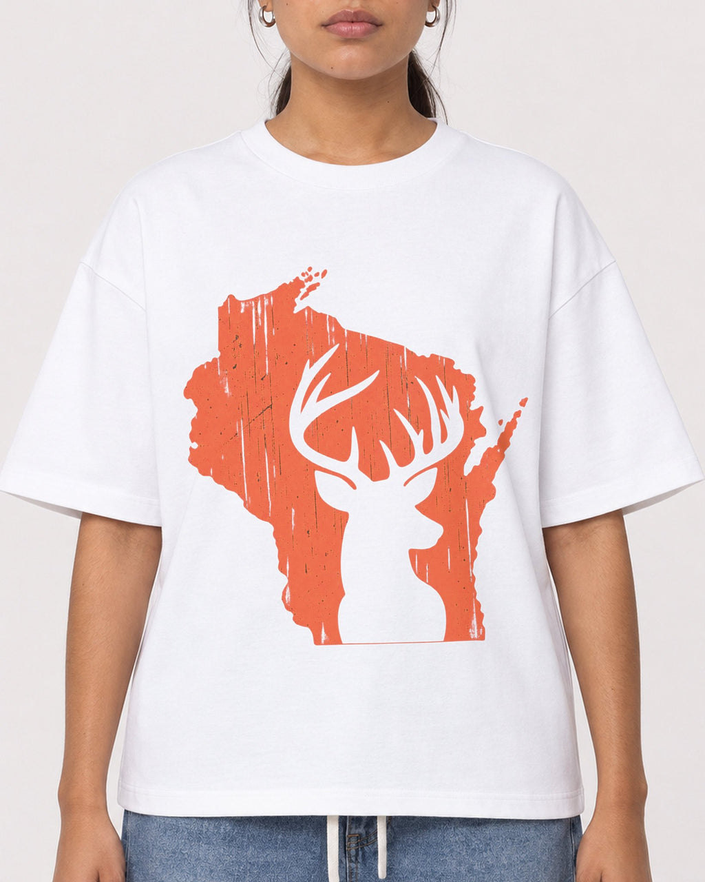 Mockup Boxy Heavyweight Tee White female close-up 16