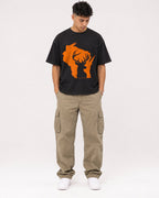 Mockup Boxy Heavyweight Tee Black male full-body 16