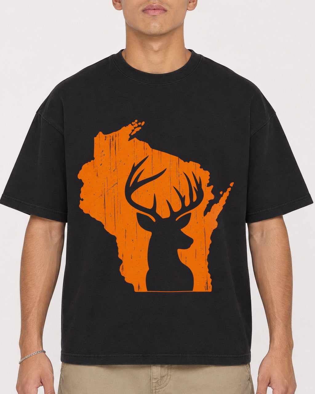 Mockup Boxy Heavyweight Tee Black male close-up 16