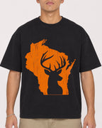 Mockup Boxy Heavyweight Tee Black male close-up 16