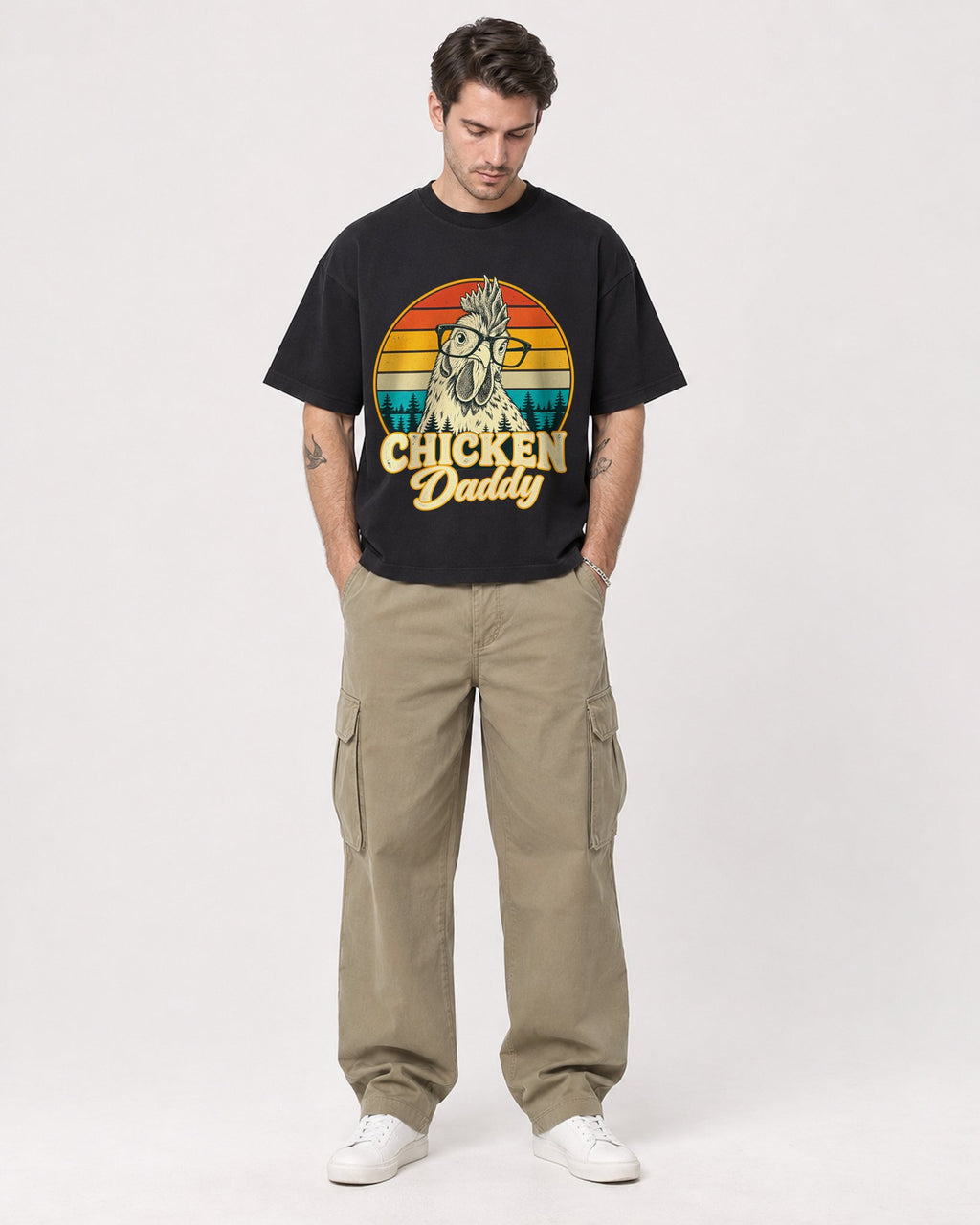 Mockup Boxy Heavyweight Tee Black male full-body 48