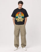 Mockup Boxy Heavyweight Tee Black male full-body 48