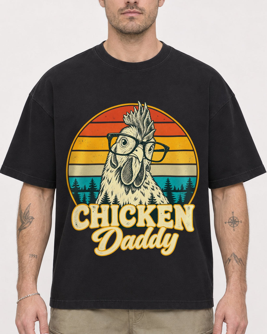 Mockup Boxy Heavyweight Tee Black male close-up 48