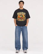 Mockup Boxy Heavyweight Tee Black male full-body 10