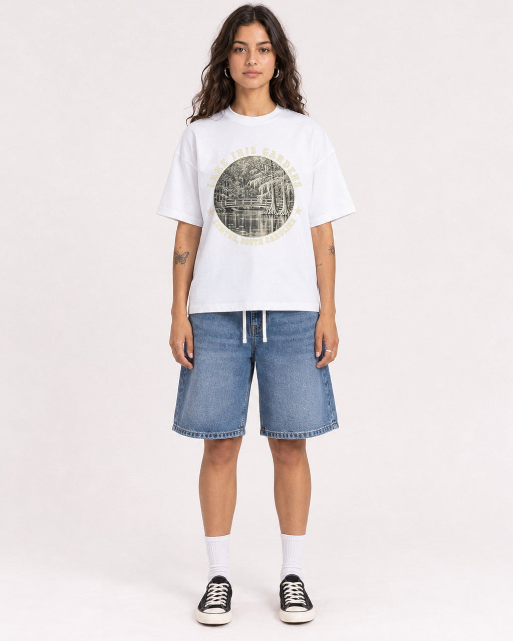 Mockup Boxy Heavyweight Tee White female full-body 06