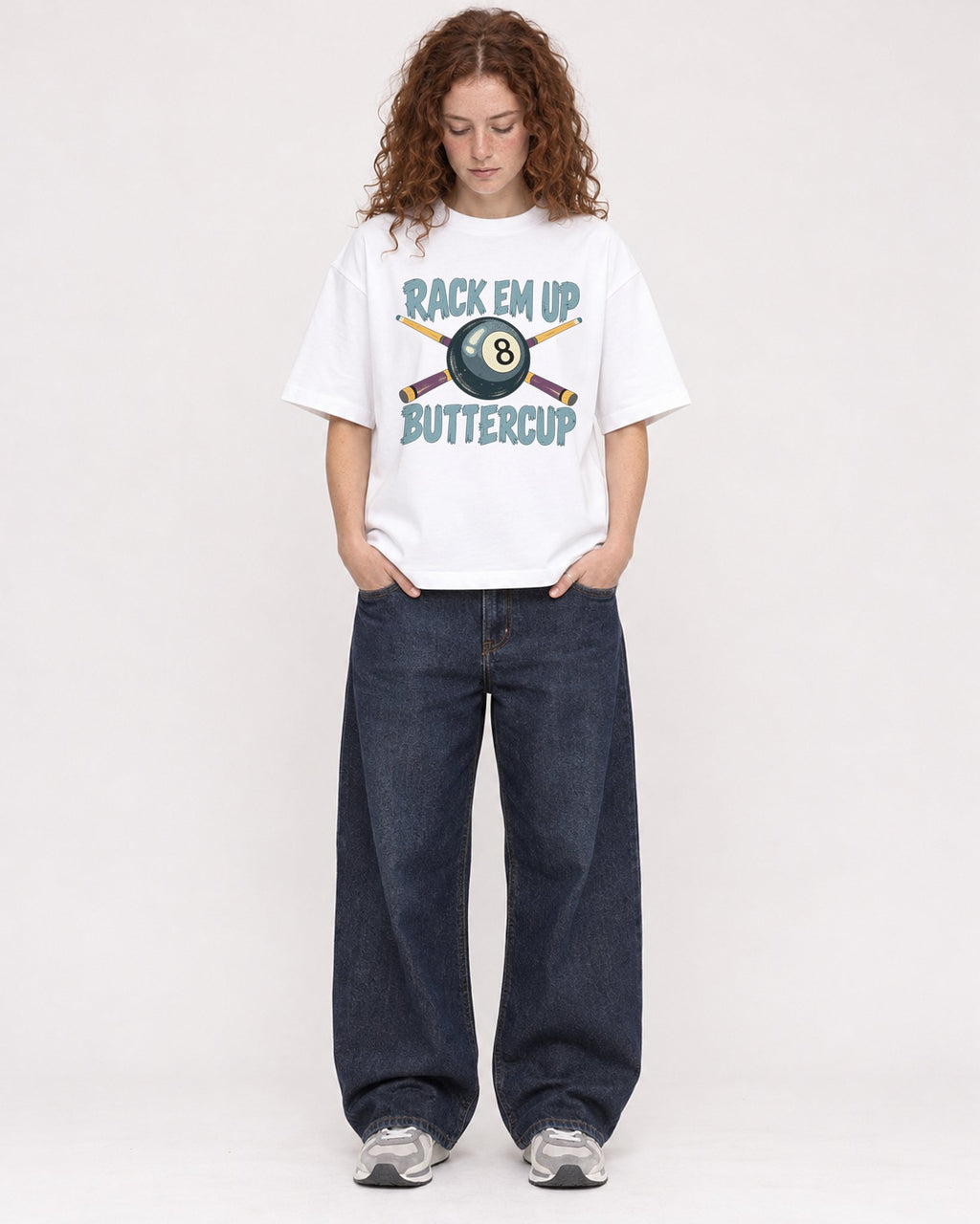 Mockup Boxy Heavyweight Tee White female full-body 09