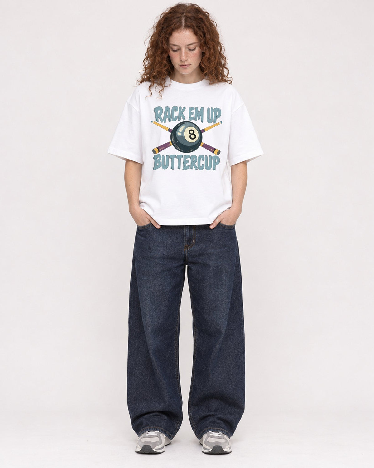 Mockup Boxy Heavyweight Tee White female full-body 09