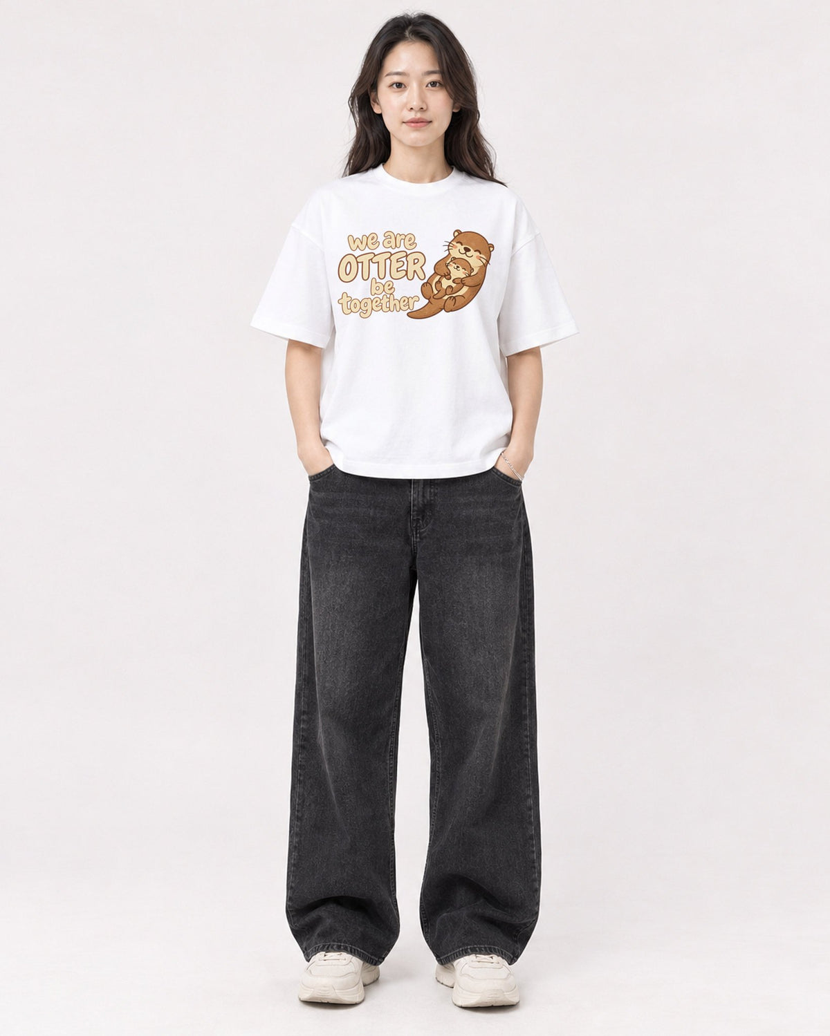 Mockup Boxy Heavyweight Tee White female full-body 03