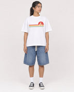 Mockup Boxy Heavyweight Tee White female full-body 16