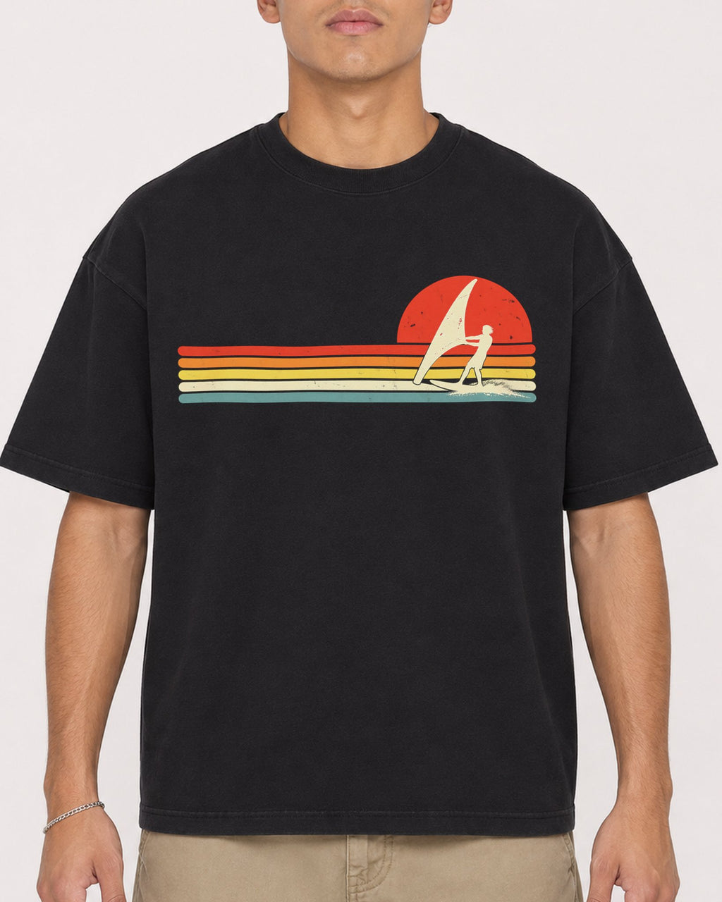 Mockup Boxy Heavyweight Tee Black male close-up 16