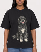 Mockup Boxy Heavyweight Tee Black female close-up 04