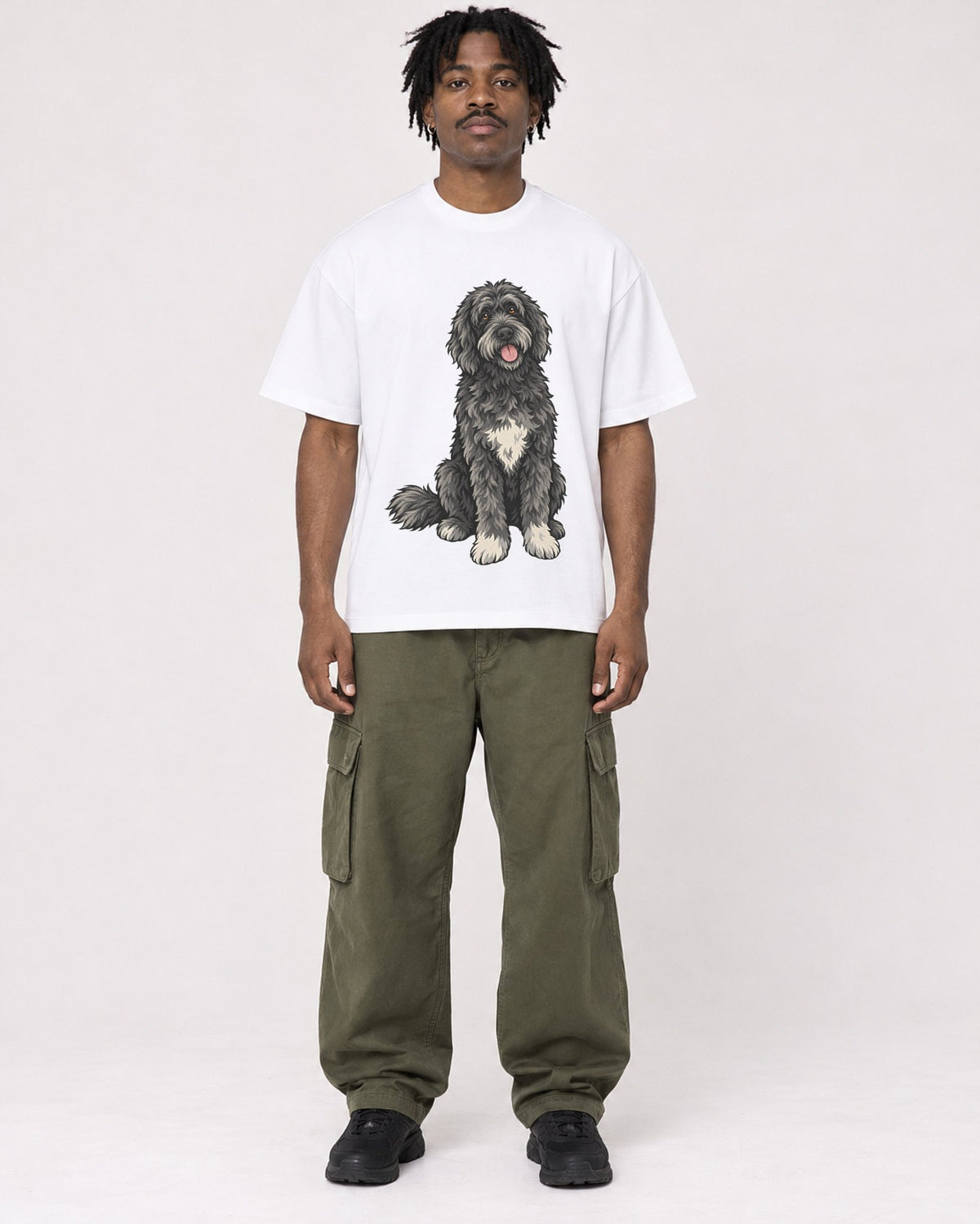 Mockup Boxy Heavyweight Tee White male full-body 04