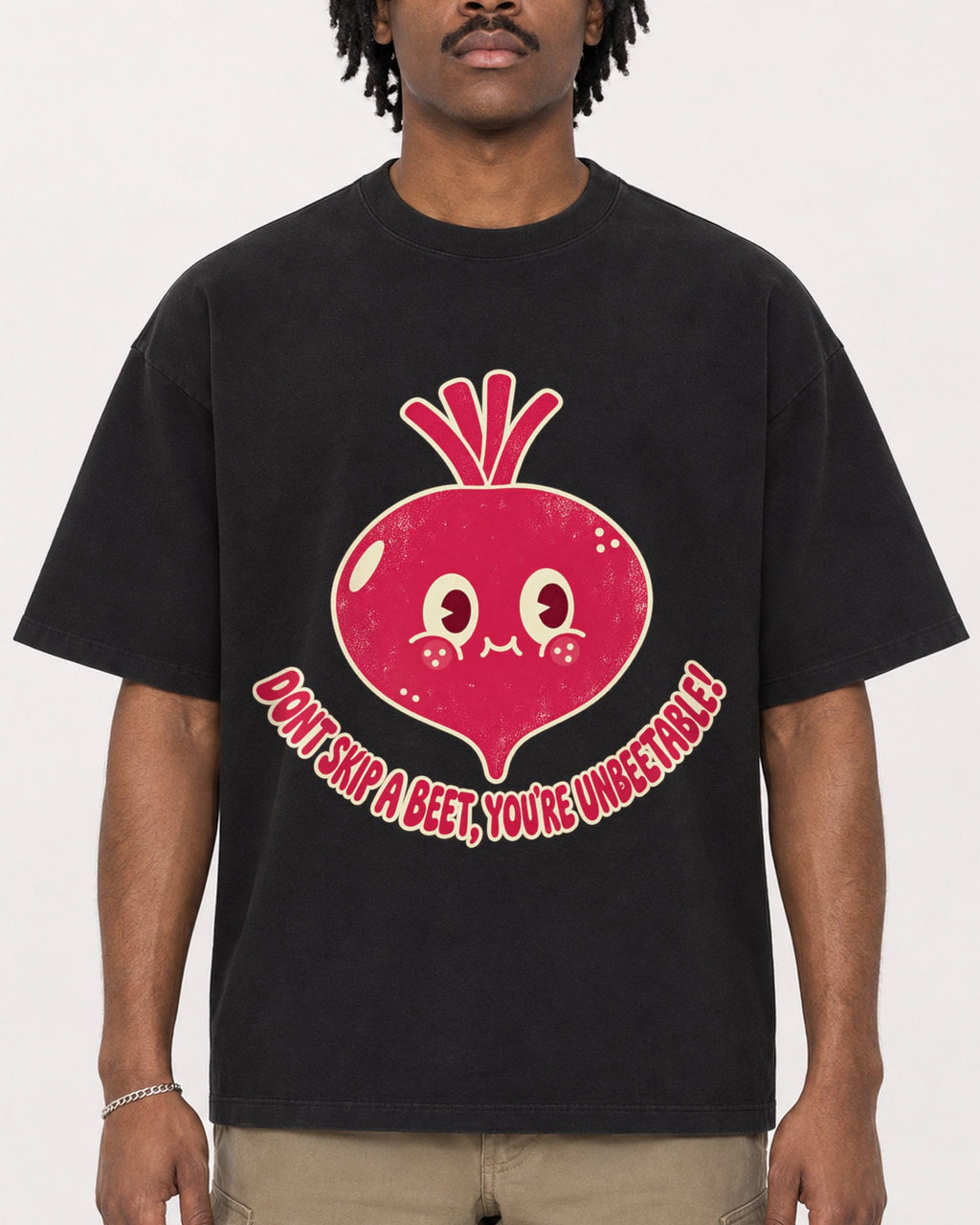 Mockup Boxy Heavyweight Tee Black male close-up 04