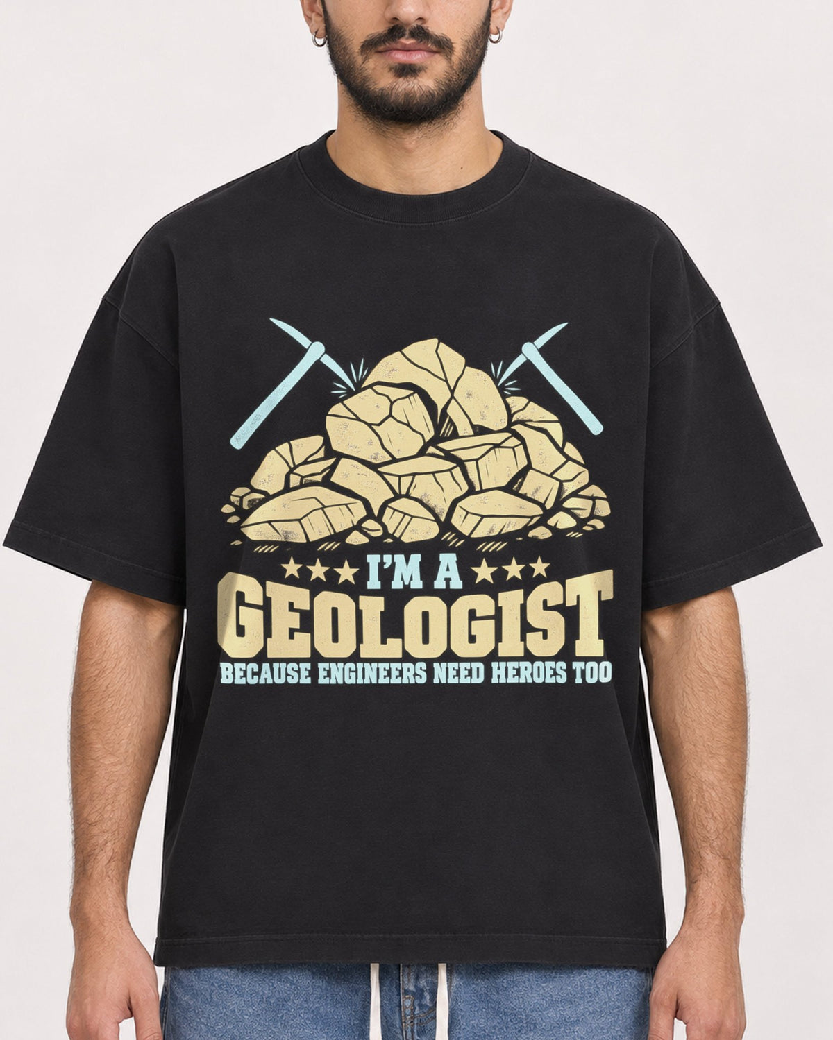 Mockup Boxy Heavyweight Tee Black male close-up 07