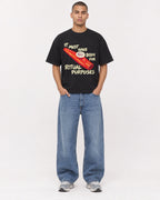 Mockup Boxy Heavyweight Tee Black male full-body 50
