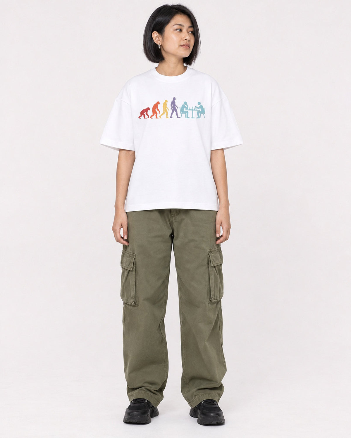 Mockup Boxy Heavyweight Tee White female full-body 32