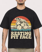 Mockup Boxy Heavyweight Tee Black male close-up 12