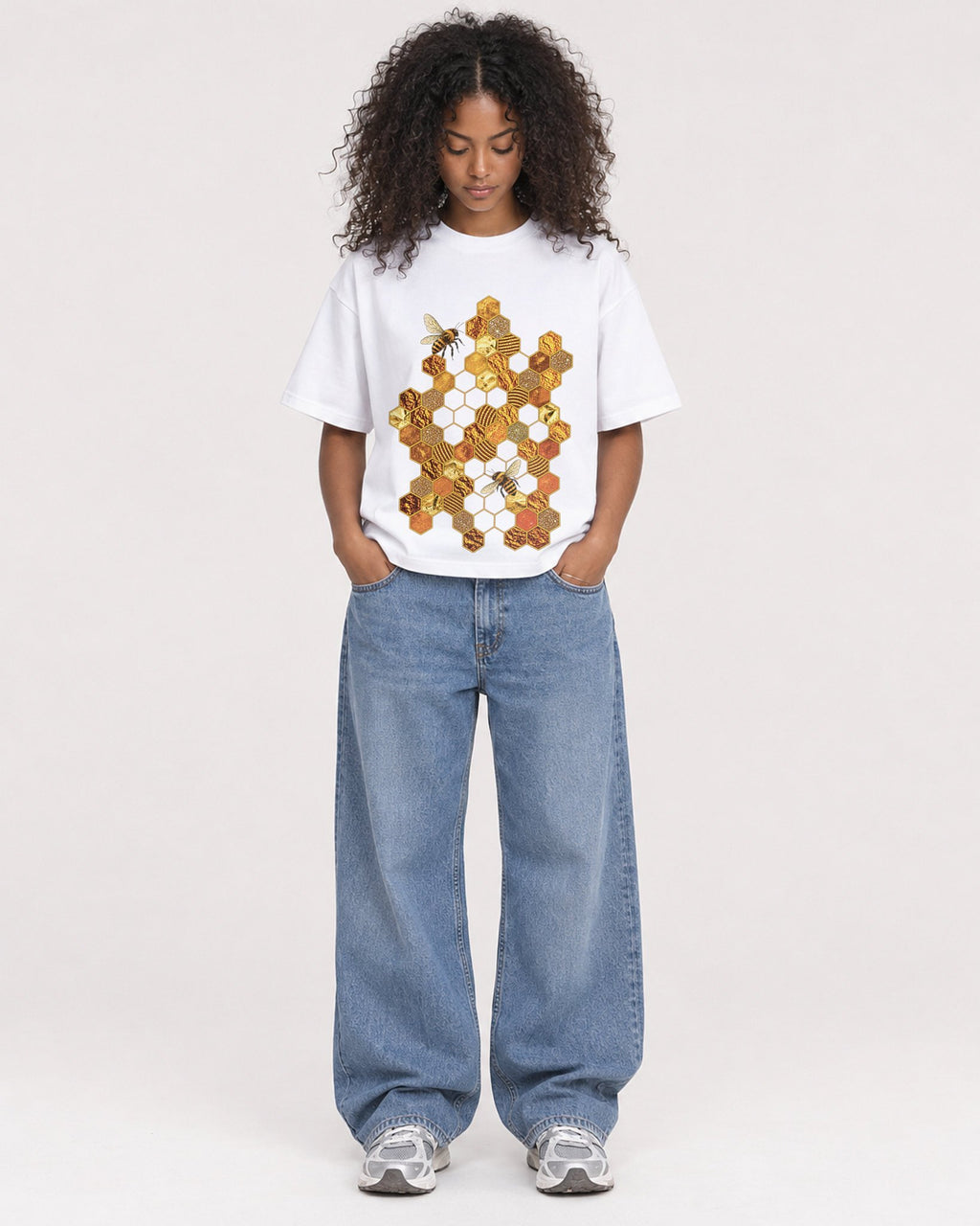 Mockup Boxy Heavyweight Tee White female full-body 05