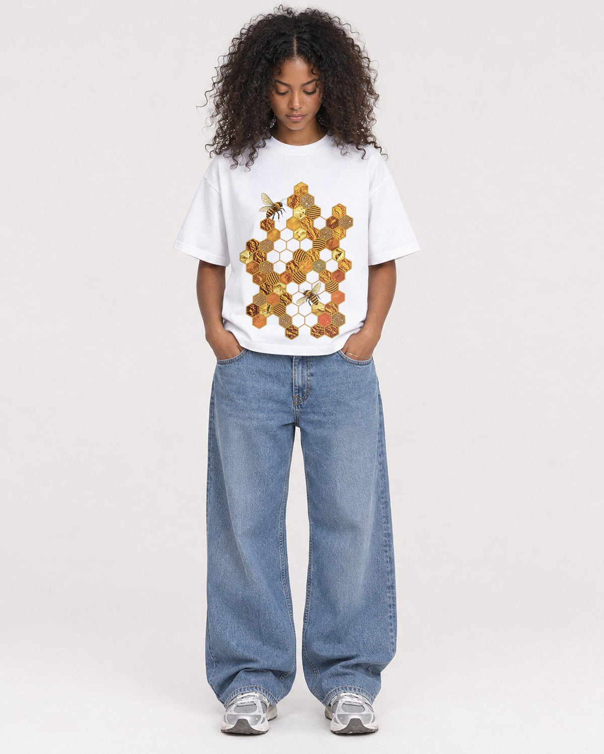 Mockup Boxy Heavyweight Tee White female full-body 05