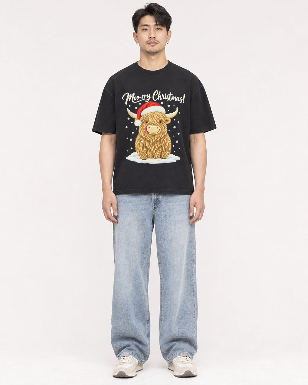 Mockup Boxy Heavyweight Tee Black male full-body 13