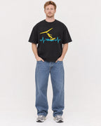 Mockup Boxy Heavyweight Tee Black male full-body 38