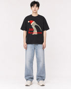 Mockup Boxy Heavyweight Tee Black male full-body 01