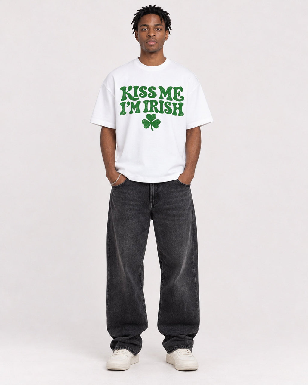 Mockup Boxy Heavyweight Tee White male full-body 05