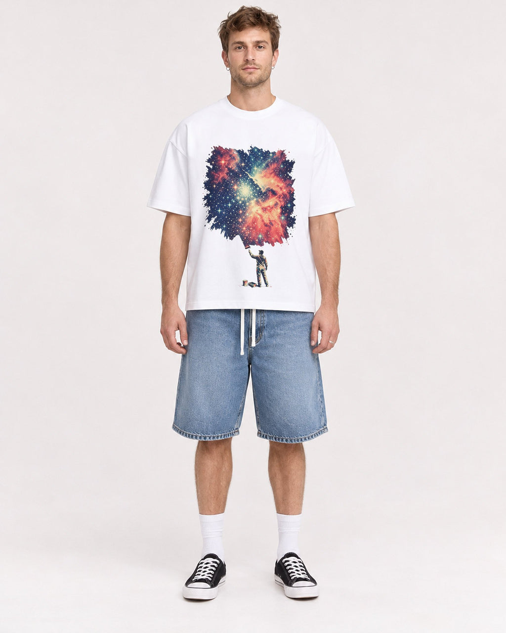 Mockup Boxy Heavyweight Tee White male full-body 08