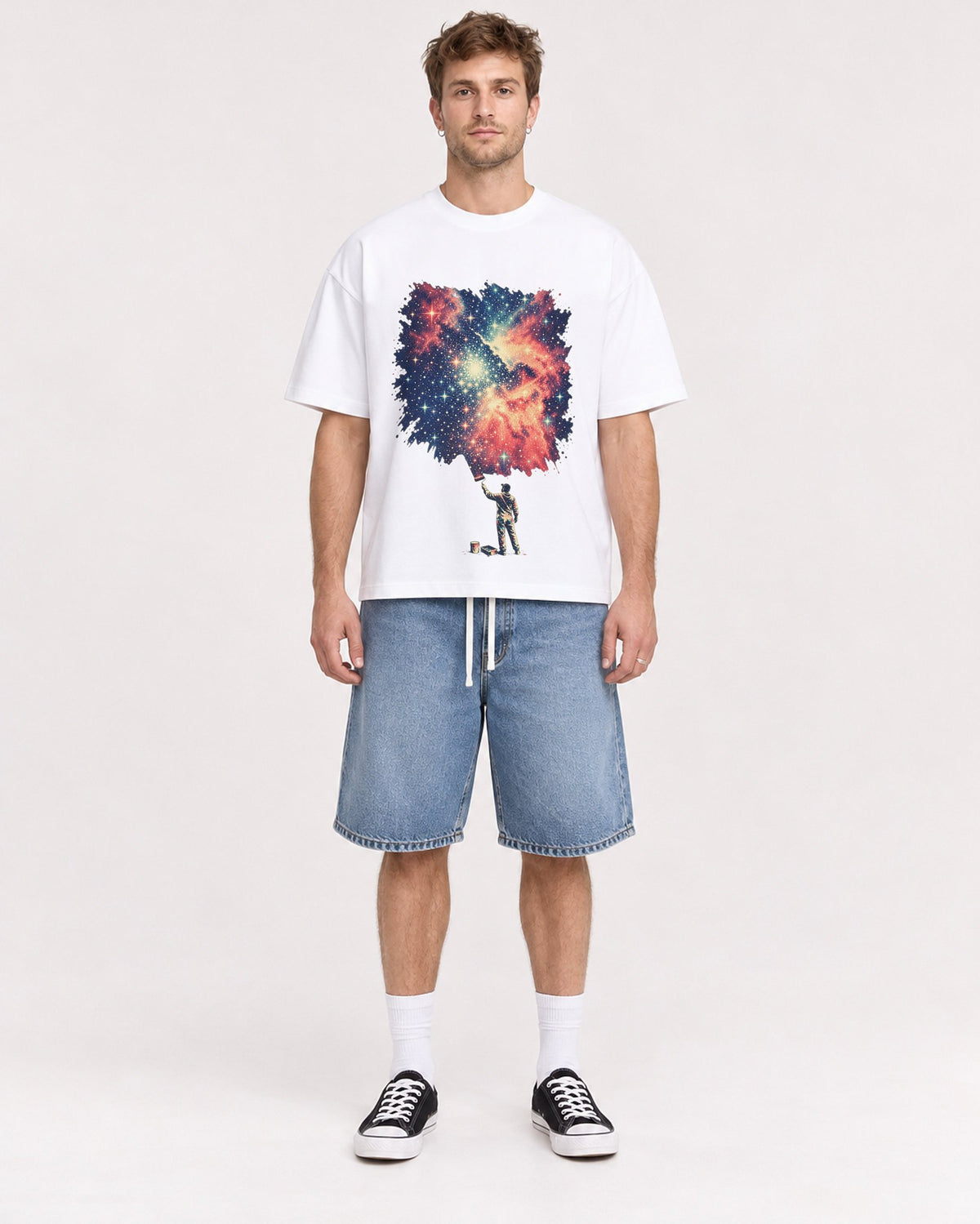 Mockup Boxy Heavyweight Tee White male full-body 08