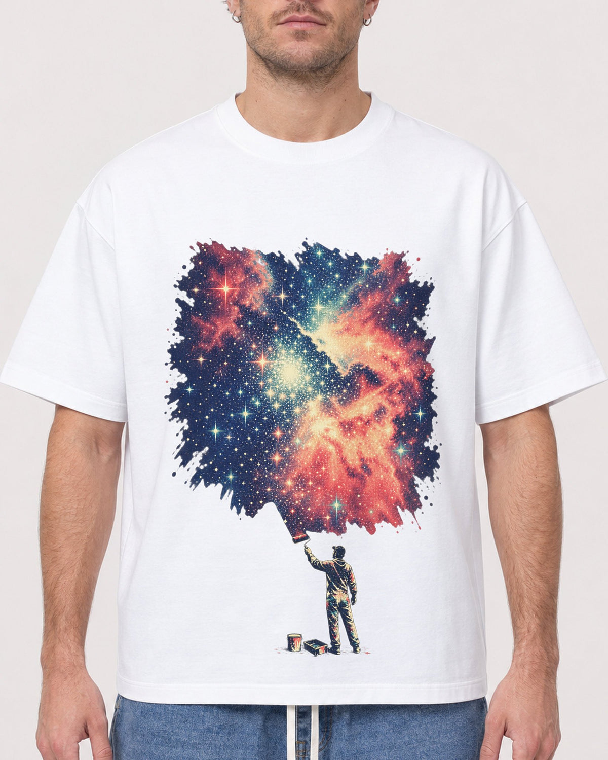 Mockup Boxy Heavyweight Tee White male close-up 08