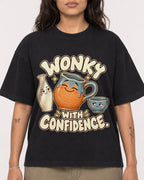 Mockup Boxy Heavyweight Tee Black female close-up 06