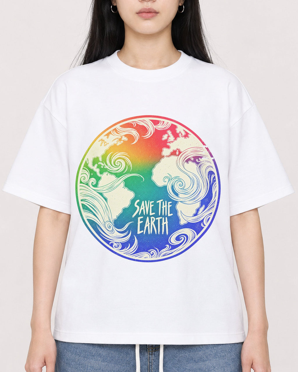 Mockup Boxy Heavyweight Tee White female close-up 01