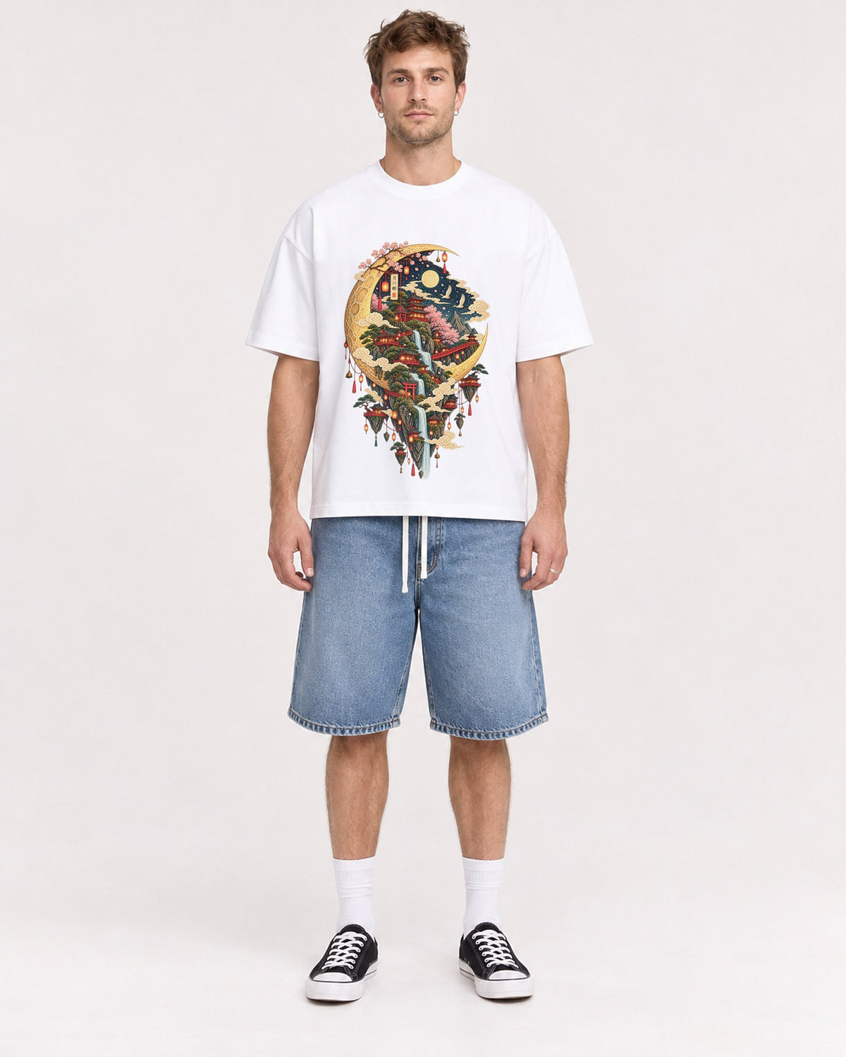 Mockup Boxy Heavyweight Tee White male full-body 08