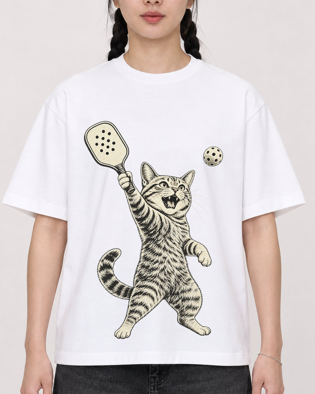 Mockup Boxy Heavyweight Tee White female close-up 43