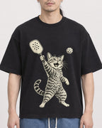 Mockup Boxy Heavyweight Tee Black male close-up 43