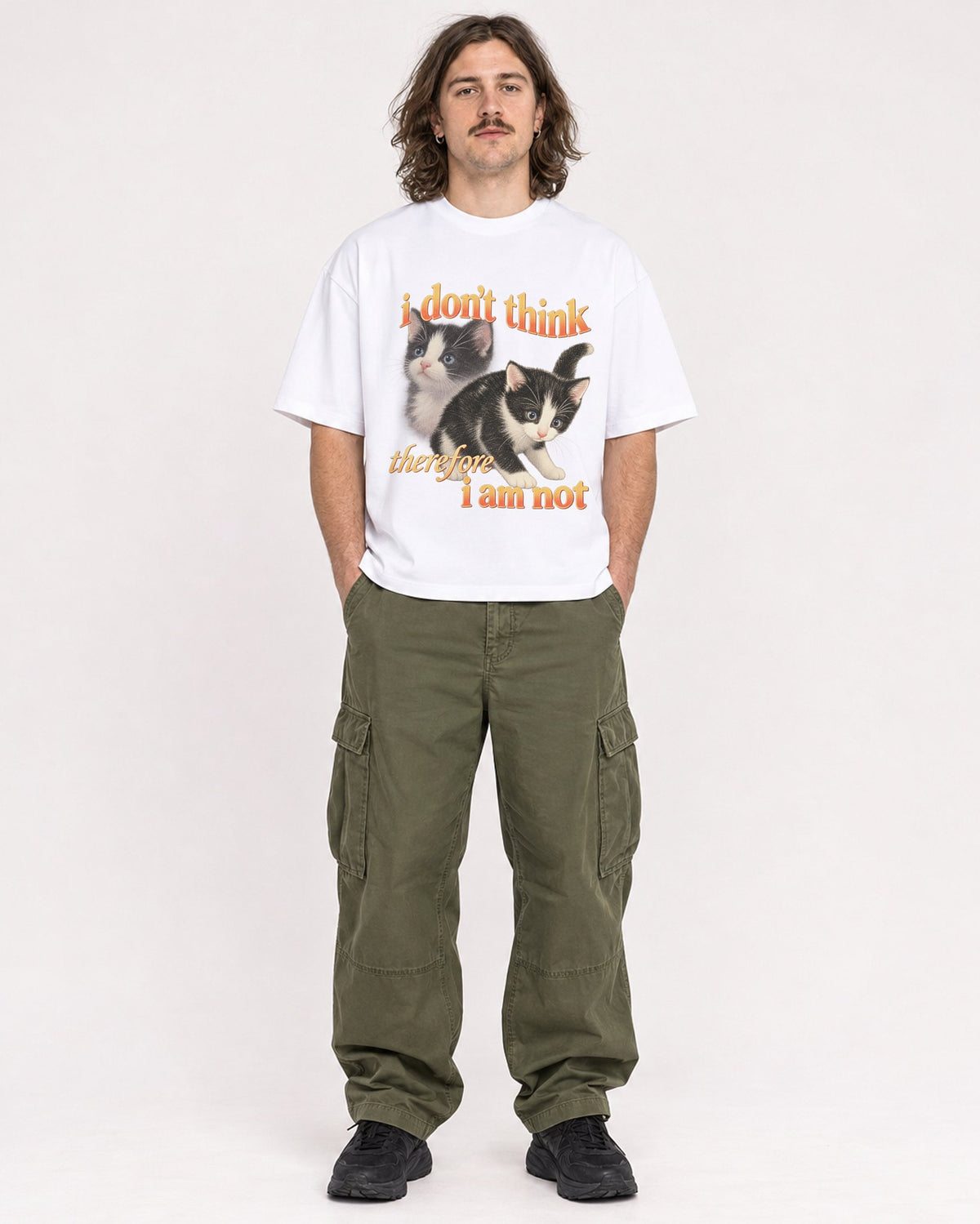 Mockup Boxy Heavyweight Tee White male full-body 49